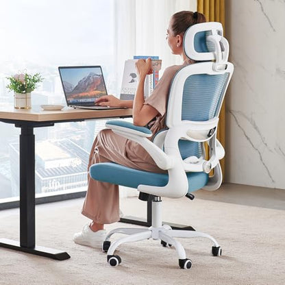 TRALT Office Chair Ergonomic Desk Chair, 330 LBS Home Mesh Office Desk Chairs with Wheels, Comfortable Gaming Chairs (1, Sky Blue) - color: Sky Blue