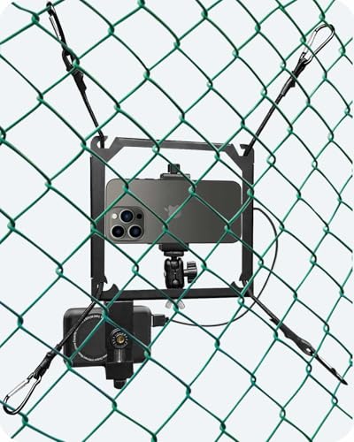 Phone Fence Mount, Fence Phones Holder for iPhone, Phones, Mevo Start and Other Action Cameras, for Recording Baseball, Football, Rugby, Softball, Hockey and Tennis Games (N2 Black) - style: Elastic foundation fence mount