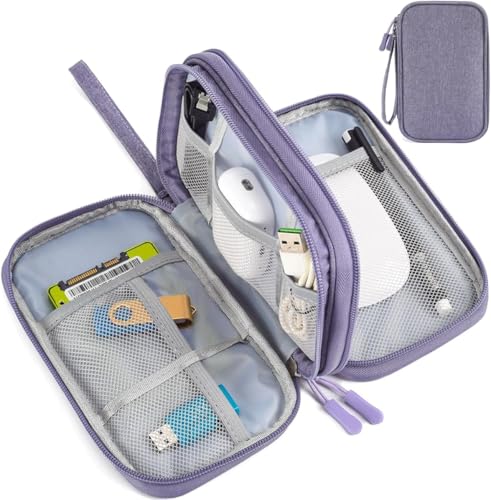 Electronic Organizer Travel Cable Accessories Bag, Electronic Organizer Case, Electronic Accessories Organizer Bag for Power Bank, Charging Cords, Chargers, Mouse, USB Cable, Earphones (Purple) - color: Double Layer - Purple