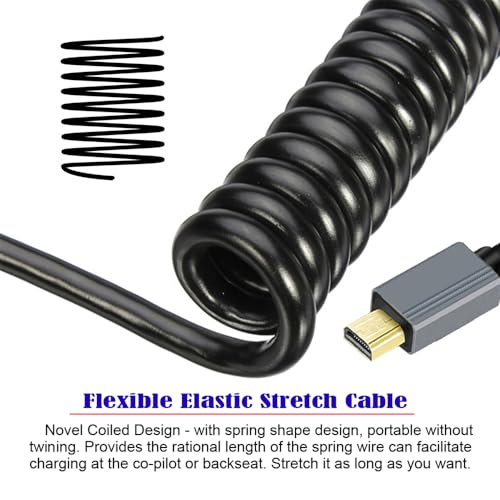 Cable Micro HDMI 2.1 Male to HDMI Male 8K 60hz Stretch Coiled Cable for HDTV Camera Laptop Monitor (100cm) - style: Micro HDMI Straight Type