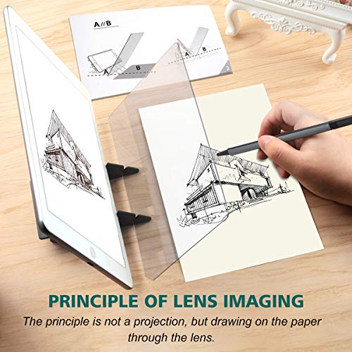 Optical Drawing Board Portable Image Drawing Board Tracing Drawing Projector Painting Board Sketching Tool with PMMA Lens for Beginners, Artists (7.9” x 5.3”) - Small