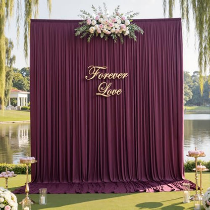 10ftx12ft Wrinkle Free Maroon Backdrop Curtain, 2 Panels 12FT Height Wedding Burgundy Backdrop Drapes, Silky Polyester Back Drop Cloth for Birthday Photography Background Party Backdrop Draping - color: Burgundy, size: (W)5ft x (H)12ft (2 Panel)