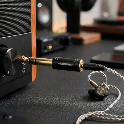 MOBOREST 1/4" to 3.5mm (1/8 in) Audio Adapter TRS Headphones Jack Converter | Hi-Fi Stereo 6.35mm to 3.5mm Audio Jack Adapter Gold Plated for Electric Guitar, Piano, Amplifier, Mixer, Studio Mon-2PCSitor - color: 2BLACK