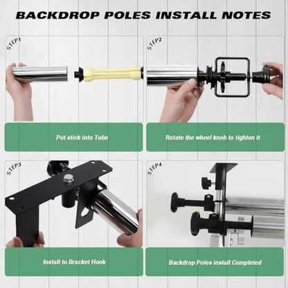 MagicLine Photography Backdrop 2 Roller Support System, 118" Wall Mount Manual Background Holder for Ceiling/Light Stand,Crossbars for Heavy Duty Backdrop Stand for Small&Home Studio(Stability)