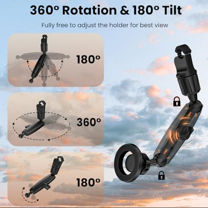Magnetic Phone Holder for Car, Rear View Mirror Phone Holder, 360° Rotating Car Phone Mount, Compatible with iPhone 17/16/15/14/13/12 Series and All Phones with Magsafe Case or Metal Ring - style: magnetic