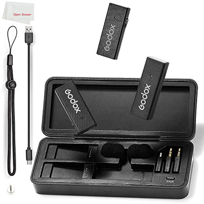 GODOX MoveLink Mini Microphone, White Kit2, Wireless Lavalier Microphone, for Photography, Vlog, Filmmaking, Speech, with 2 Transmitter 1 Receiver (Black Kit2 (Lightning)) - color: Black Kit2 (Lightning)
