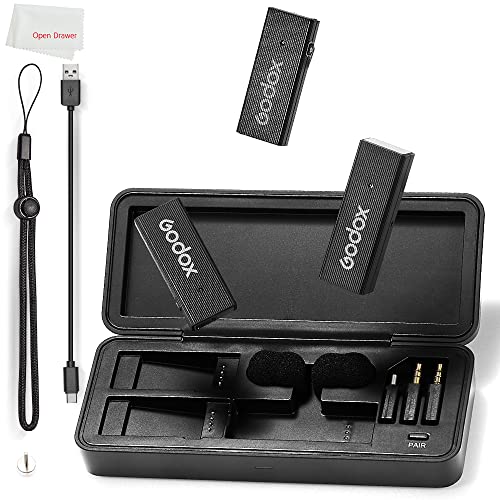 GODOX MoveLink Mini Microphone, White Kit2, Wireless Lavalier Microphone, for Photography, Vlog, Filmmaking, Speech, with 2 Transmitter 1 Receiver (Black Kit2 (Lightning)) - color: Black Kit2 (Lightning)
