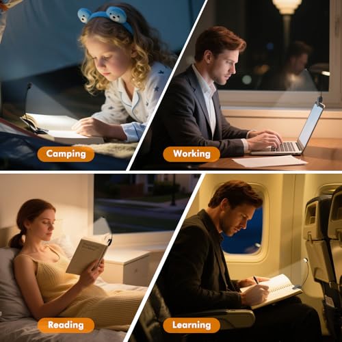 KTEBO 2 Pack Rechargeable Book Light Clip-On Reading Light for Books in Bed | 9 eye-friendly modes from 3 color temperatures and 3 brightness, USB-C up to 30 hrs - Black & Black - color: Black&Black