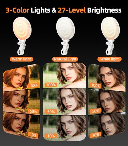 Clip on Ring Light,Webcam Light,360° Rotatable Clip-on LED Light with 100 Beads,Full Screen Bright Lighting for Video Conference,Live Streaming,Selfie,iPhone,Makeup,Portable & Rechargeable