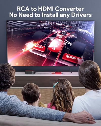 ABLEWE RCA to HDMI,AV to HDMI Converter, 1080P Mini RCA Composite CVBS Video Audio Converter Adapter Supporting PAL/NTSC for TV/PC/ PS3/ STB/Xbox VHS/VCR/Blue-Ray DVD Players, Red - color: Red