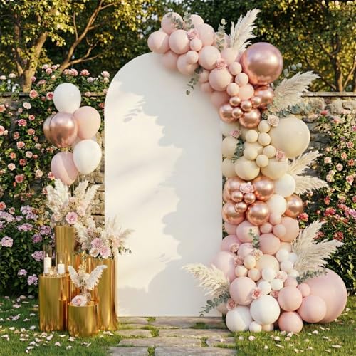 White Arch Backdrop Cover, 6.6x3.3ft Spandex Balloon Arch Cover for Backdrop Stand, Thick Wrinkle-Free Double-Sided Fabric Stretchy Background for Baby Shower, Wedding, Birthday, Event Party - size: 6.6FT
