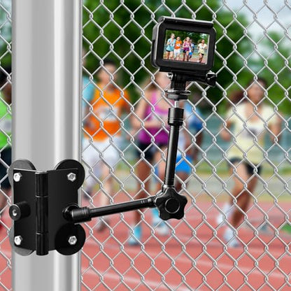 Magnetic Camera Fence Mount for Mevo Start/GoPro / Insta360 / DJI OSMO Pocket 3 / iPhone, Two 1/4"-20 Mount Points Camera Magnet Fence Holder for Recording Baseball/Softball/Tennis Games - style: One Magic Arm
