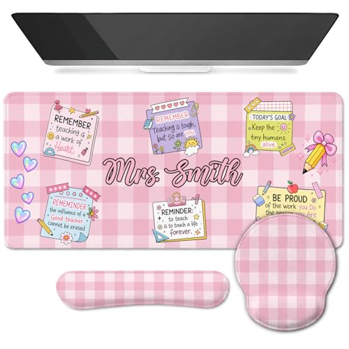 Teacher Desk Mat and Wrist Rest Set - Composition Book Large Mouse Pad with Ergonomic Keyboard Support, Cute Classroom Decor, Appreciation Gift (Style 2) - color: Style 2