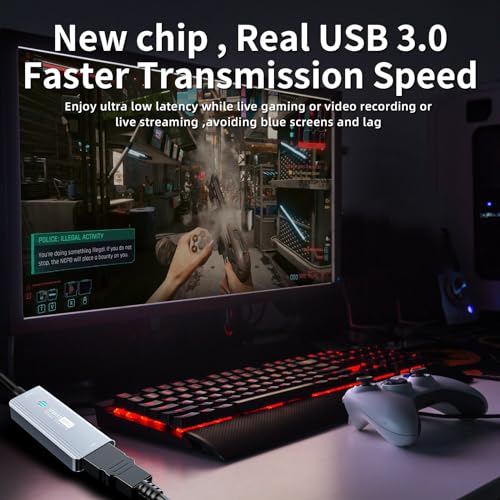 Papeaso Video Capture Card, 4K HDMI to USB/USB C 3.0 Capture Card, 1080P 60FPS Video Capture Device, for Streaming, Teaching,Gaming, Video conferencing or Live Broadcasting - color: Grey-A/C