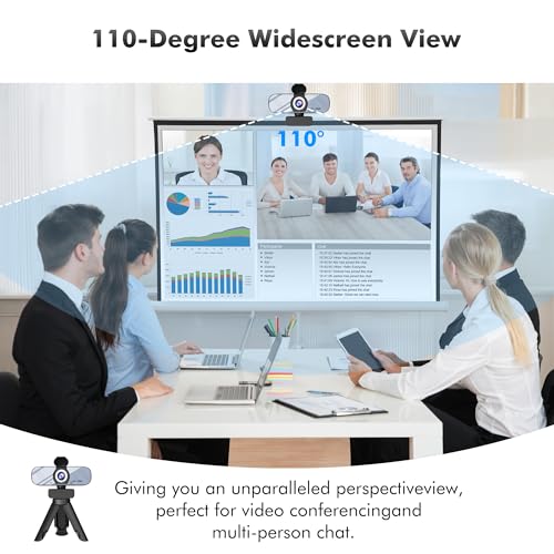Gozvrpus USB HD Webcam with Built-in Microphone and Rotatable Tripod, 1080P Video, Wide Angle Camera, Privacy Cover, for Desktop PC or Laptop Computer（White） - color: white
