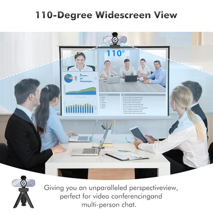 Gozvrpus USB HD Webcam with Built-in Microphone and Rotatable Tripod, 1080P Video, Wide Angle Camera, Privacy Cover, for Desktop PC or Laptop Computer（White） - color: white