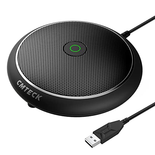 CMTECK Conference USB Microphone, Computer Desktop Mic with Mute Function, Omnidirectional Condenser PC Mic for Video,Streaming, Skype, Plug & Play Compatible with MacOS X Windows (No Speaker) - color: WITHOUT SPEAKER（ dark black）