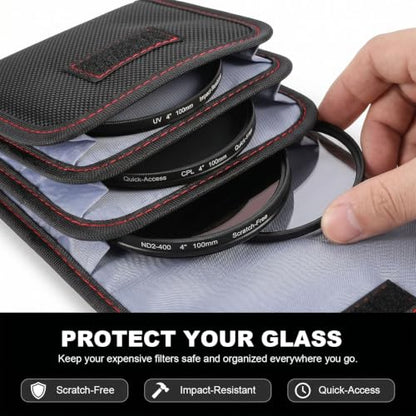 DomeStar Filter Case, 2PCS 3-Pocket Camera Lens Filter Carry Case Professional Photography Filter Holder Belt Bag Pouch Water-resistant and Dustproof Design for 25mm-82mm Filters