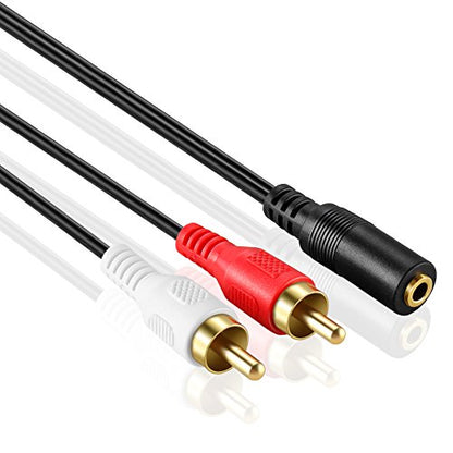OBVIS 3.5mm to RCA Stereo Audio Cable Adapter | Female to Male, Bi-Directional, AUX Auxiliary Headphone Jack Plug Y Splitter, Left / Right 2RCA Male Connector Plug