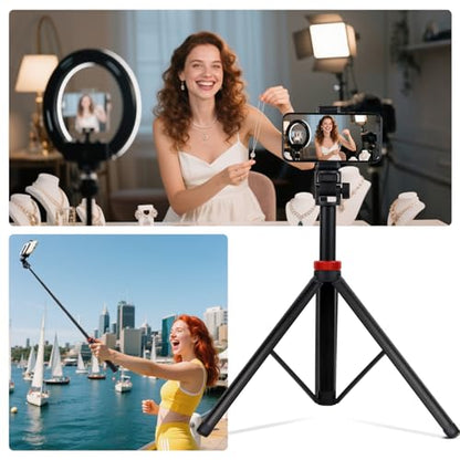 YSKE(MT-79) Light Stand Tripod 81", 7-Section 0.8lbs, Foldable - Camera Phone Mount for DSLR, GoPro, iPhone, LED Video Light, Ring Light, TikTok YouTube Creator