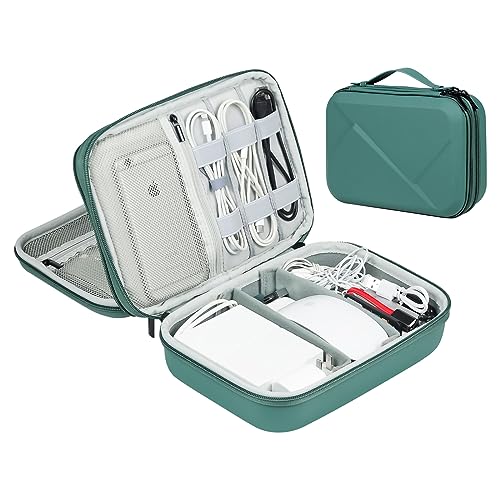 EVA Electronic Accessories Storage Case Large Shockproof Waterproof Storage Bag for Electronics Organizer Portable Cable Storage Bag for Travel or Work (Green, Double Layer) - color: Green, size: Double Layer