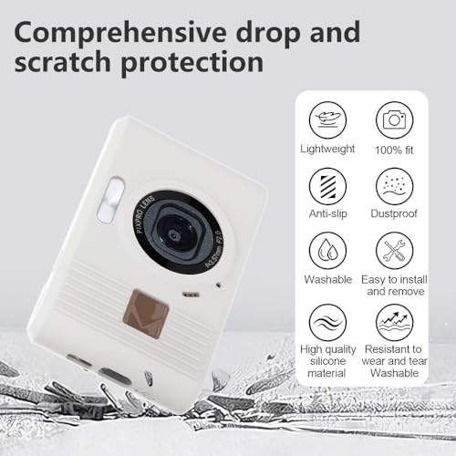 Silicone Case for kodak pixpro C1 Digital Camera with 2PCS Screen Protector and Lanyard - White - color: White