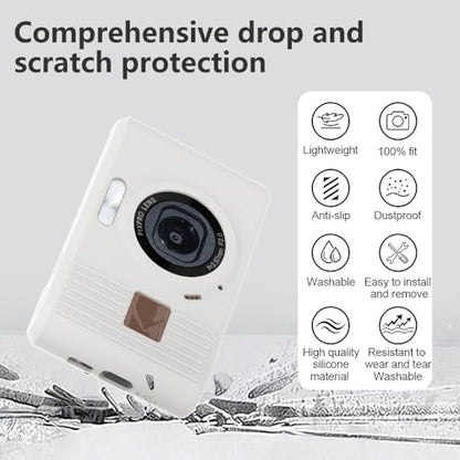 Silicone Case for kodak pixpro C1 Digital Camera with 2PCS Screen Protector and Lanyard - White - color: White