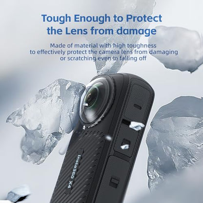 Insta 360 X4 Aluminum Frame Cage Case Bag Glass Lens Guard Set Screen Protector for Insta360 X4 X 4 Accessories Kit Anti-Scratch Metal Housing Shell Tempered Glass Protective Film Cover