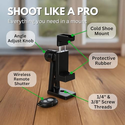 KobraTech UniMount 360 Pro Metal Phone Tripod Mount with Wireless Remote - size: Pro Metal