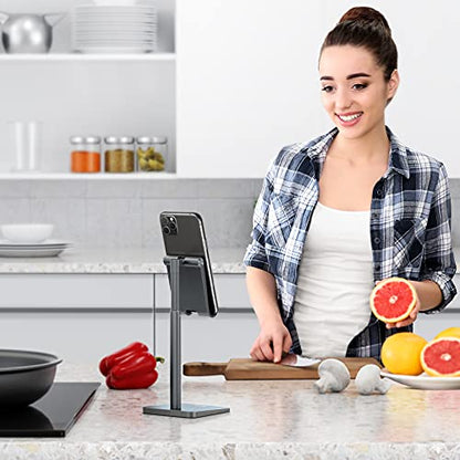 OMOTON Cell Phone Stand, Adjustable Angle Height Desk Phone Dock Holder for iPhone Air/17 Pro Max/ 11 Pro/XS Max/XR, Samsung Galaxy S20 / S10 / S9 / S8 and Other Phones (3.5-7.0-Inch), Gray - color: Gray