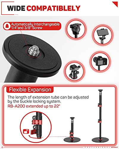 IFOOTAGE Table Top Video Kit, A200 Round Base Monopod with C Clamp and 5.5'' Magic Arm, for Live Streaming, Vlogging, Payload 10KG/22LBS