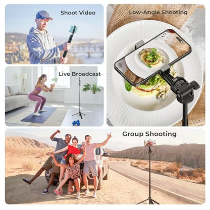 70" Selfie Stick Tripod for Gopro Action Camera, Lightweight Phone Tripod Stand with Wireless Remote & Phone Holder, Compatible with iPhone, GoPro, DJI, Insta360