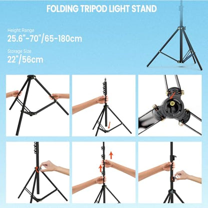22" Large Ring Light with Stand,Foldable LED Big Ring Light Tripod for iPhone Phone Ipad, 75" Tall Tripod Touch Screen,Wireless Remote for Live Stream,YouTube,TikTok Video Shooting - color: Black