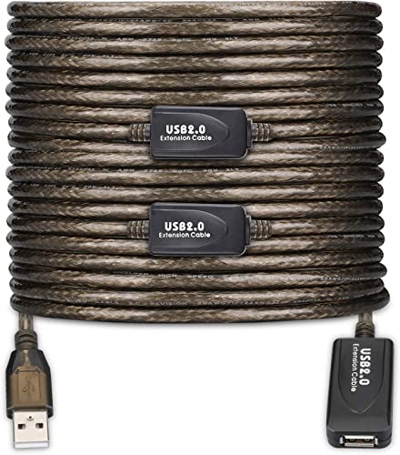 USB 2.0 Type A Male to A Female Active Repeater Extension Cable 130ft, High Speed 480 Mbps - color: Transparent black, size: 130FT