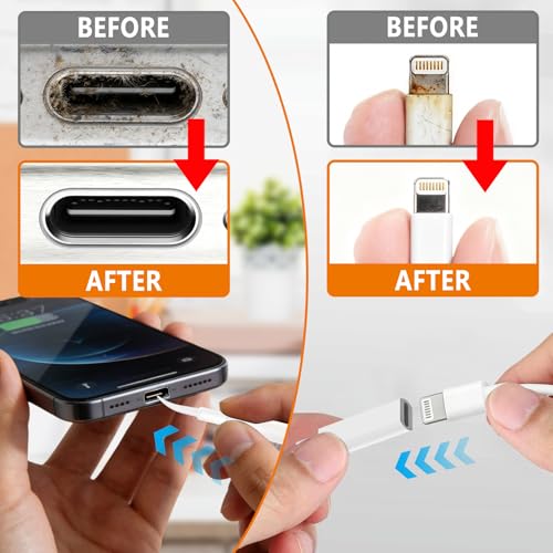 Cell Phone Cleaning Kit, iPhone Cleaning Kit for Charging Port Cleaner Keyboard Cleaning Kit for Airpods/Android/USB C/Earbuds/Laptop/iPad/Camera Lens with Stylus Pen (Black Brush Refill) - color: Black (with 10 Mini Brush)