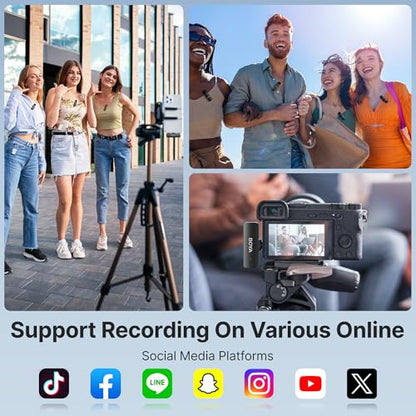 BOYA BY-V4D Wireless Lavalier Microphone for iPhone iPad with Charging case, 18H Battery Life, 650ft Range, 4-Channel Omnidirectional Noise Canceling Lapel Mics for Video Recording Interview Vlog - size: 4TX+Lightning RX+1CC