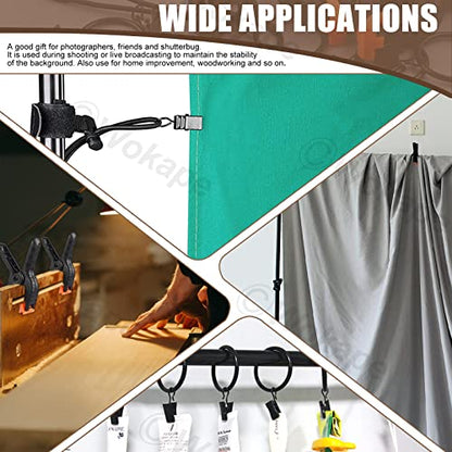 22 Packs Photography Backdrop Clips Clamps, Include 10 Curtain Ring Clips, 6 Spring Clamps, 6 Leather Background Clips Holder for Photo Studio Backdrop Background Helper Photo Clamp