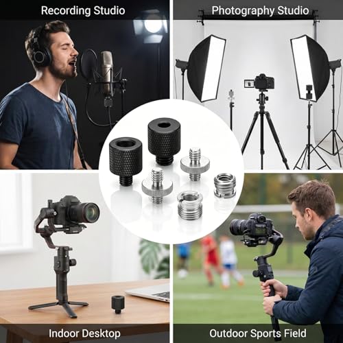 6 PCS 1/4 to 3/8 Adapter Tripod Screw Adapter, Tripod Accessories Camera Screw Adapter Adapter Thread for Mount Tripod Mic Stand Microphone Stand