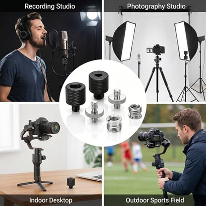 6 PCS 1/4 to 3/8 Adapter Tripod Screw Adapter, Tripod Accessories Camera Screw Adapter Adapter Thread for Mount Tripod Mic Stand Microphone Stand