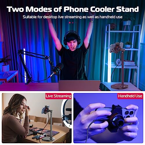 ULANZI SK-06 Cell Phone Stand with Phone Cooler, Desktop Phone Live Streaming Solution with Phone Cooling Fan, Height Adjustable Phone Cooler Stand Compatible with All Mobile Phones, iPhone & Android - color: SK06