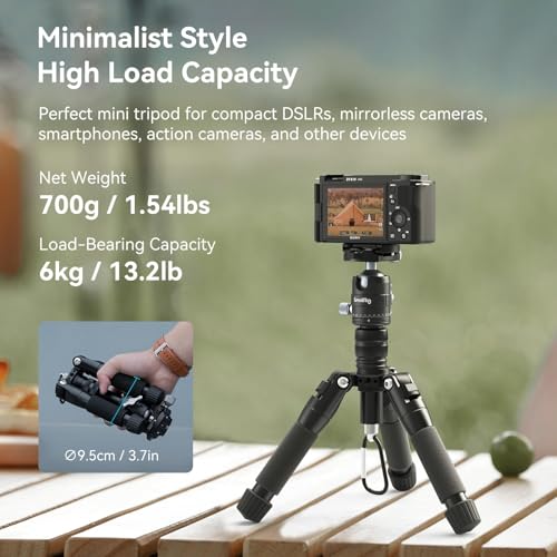 SmallRig VT-20 Aluminum Mini Tripod, 20" Desktop Tripod with 360° Ball Head, Compact Desktop Tripods for DSLR Camera Video Camcorder, Load up to 13lb/6kg - style: VT-20