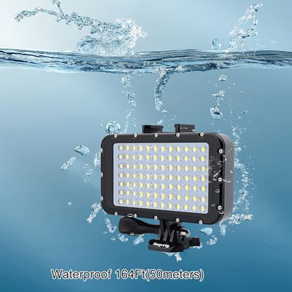 Suptig Underwater Lights Dive Light 84 LED High Power Dimmable Waterproof LED Video Light Waterproof 164ft(50m) for Gopro Canon Nikon Pentax Panasonic Sony Samsung SLR Cameras Black