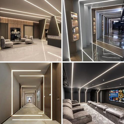 inShareplus Plaster-in LED Channel, 3.3ft/1m 6-Pack led Aluminium Profile with Milky Diffuser, Trimless Recessed Led Strip Diffuser for Under Cabinet, Shelf, Table, Wall and Ceiling - size: double-edge-6-pack (plaster-in)