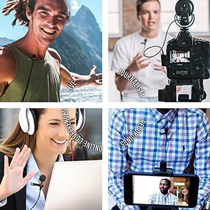 AxcessAbles Lavalier Microphone with 3.5mm TRRS Cable & TRS Adapter – Omnidirectional Clip On Lapel Mic for iPhone Android Camera Laptop – Wired Condenser Microphone for YouTube Podcast Interview - size: 2-Pack