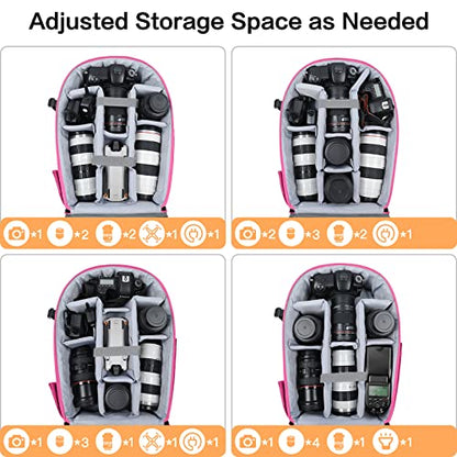 MOSISO Camera Backpack, DSLR/SLR/Mirrorless Photography Camera Bag 15-16 inch Waterproof Hardshell Case with Tripod Holder&Laptop Compartment Compatible with Canon/Nikon/Sony, Rose Red - color: Rose Red