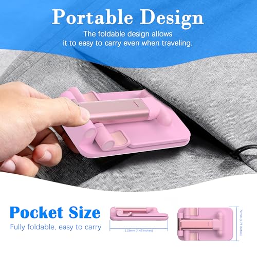 Cell Phone Stand, Adjustable Angle and Height Cell Phone Holder for Desk, Foldable and Portable, Anti-Slip Silicone Pad, Compatible with All Mobile Phones and 4-8 Inch Devices, Pink - color: Pink