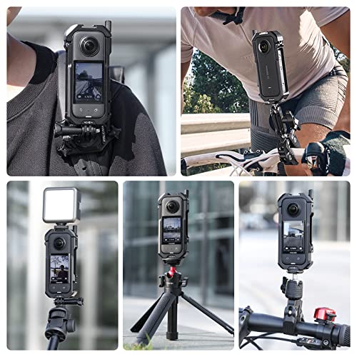 Protective Cage for insta360 X3 Accessories - ULANZI C-X3 insta360 X3 Vlog Case I Aluminum Alloy I 2 Cold Shoe I Silicone Lens Cover I Carrying Bag I No Block Mic Mount & Battery Replacement