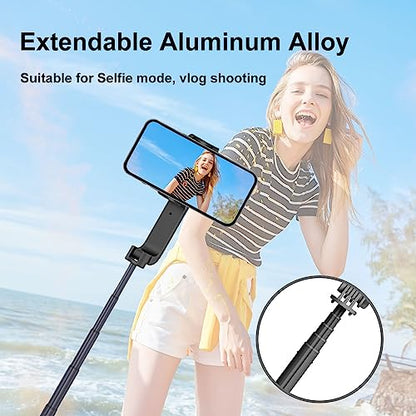 Selfie Stick Gimbal Stabilizer, Gimbled Phone Holder with Wireless Remote Tripod 1-Axis Handheld Smartphone Portable Gimbal for Tiktok Vlog Youtuber Live Video Recording