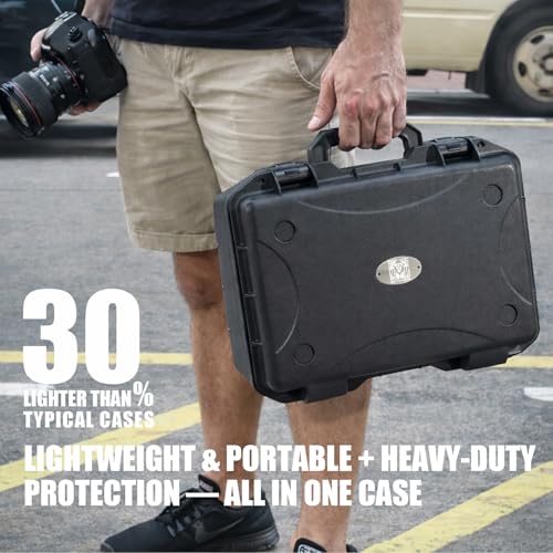 GORPANIX 16.5 x 13 x 6.9 Inch Hard Case with Customizable Foam, Hard Shell Protective Case for Mics, Heavy Duty IP67 Waterproof Gear for Microphone, Camera, Equipment, Electronics, Drone, Tools, etc - size: 16 inch Pluck Foam