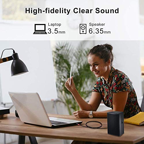 SHULIANCABLE 3.5mm to 6.35mm Stereo Audio Cable, 6.35 1/4" Male to 3.5 1/8" Male TRS Stereo Audio Cable for Guitar,iPod, Laptop, Home Theater Devices,Smartphones,and Amplifiers (15Ft/5M) - size: 15 ft